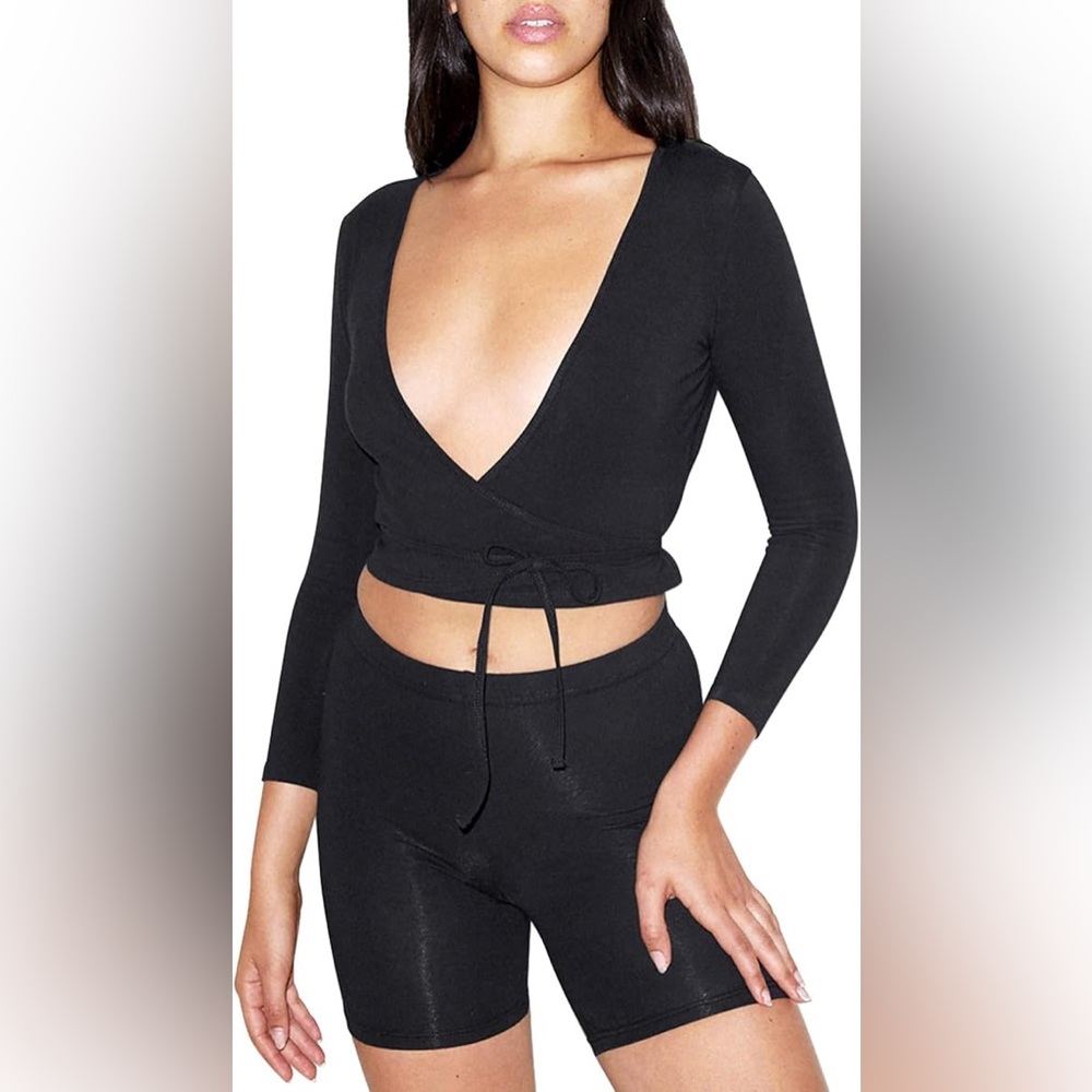 ⚜️ American Apparel Womens Cotton Spandex Julliard Top - Black - Small ⚜️